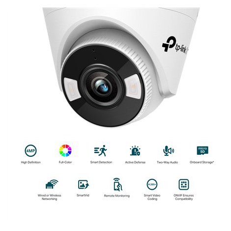 TP-LINK | VIGI 4MP Full-Color Wi-Fi Turret Network Camera | VIGI C440-W | Dome | 4 MP | 4 mm | H.265+/H.265/H.264+/H.264 | Micro - 2